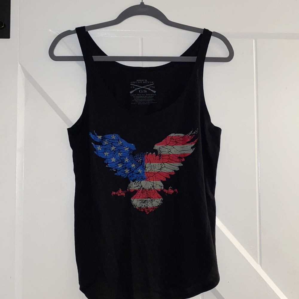 NWT Grunt Style American Flag Eagle Patriotic Flowey Tank. Medium